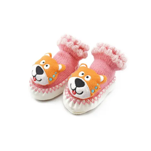 Модные вязаные носки для малышей милые Нескользящие теплые носки с объемным рисунком собаки божьей коровки и собаки обувь для маленьких мальчиков и девочек 0-12 месяцев - Цвет: Dog 2