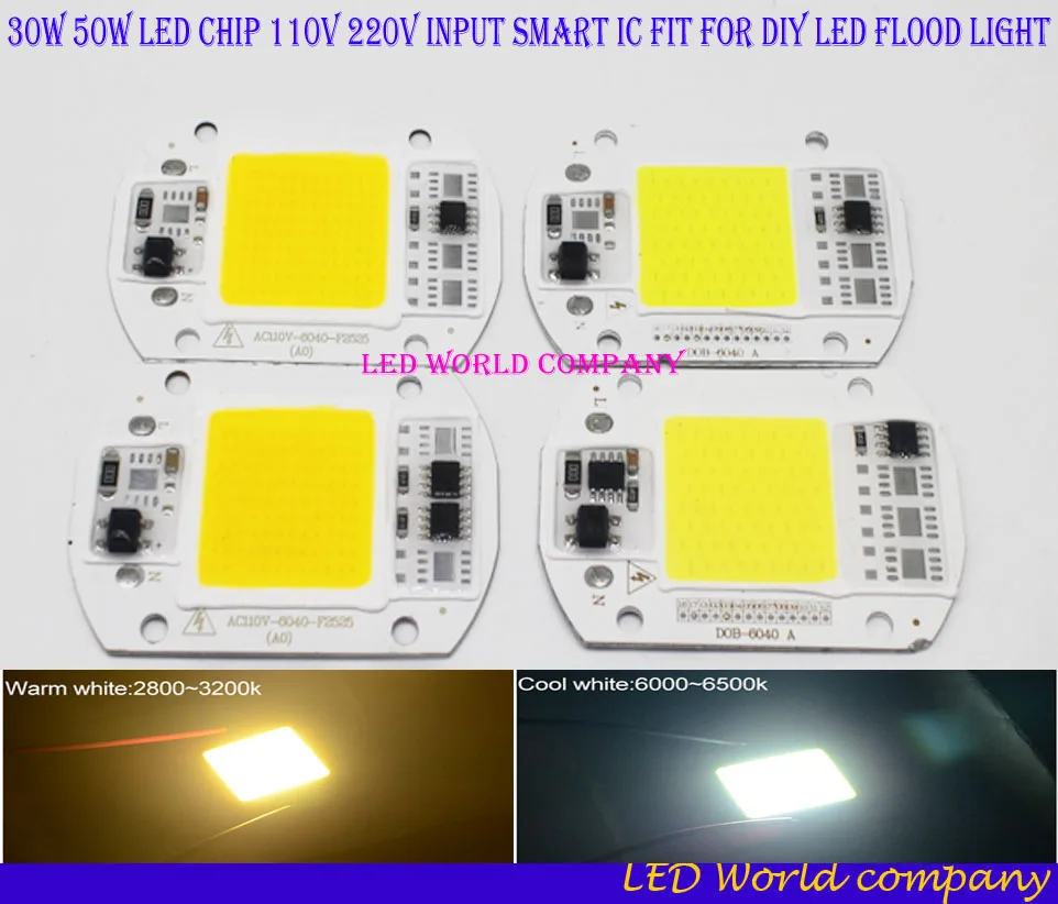 

DIY LED COB Bulb Chip 30W 50W LED Chip 220V Input Smart IC Fit For DIY LED Flood Light Cold White Warm White Street Lamp