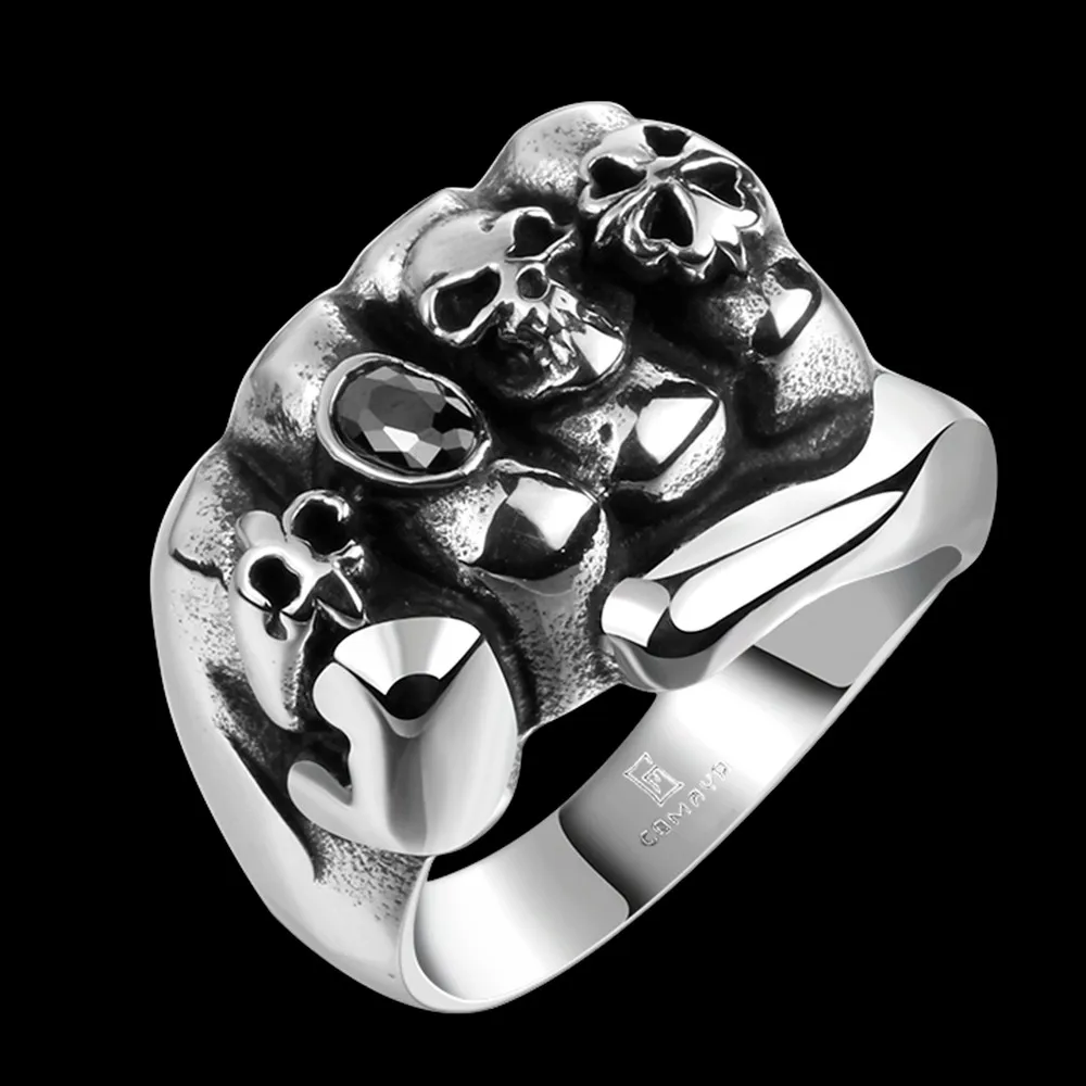 Personality Men's Skull Rings Stainless Steel Skeleton Simulated Hand ...