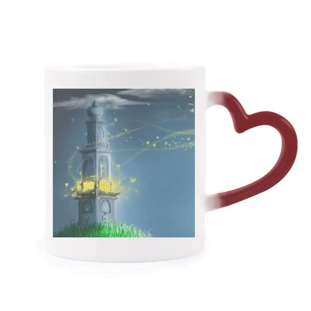 

Silent Night Lighthouse Fuying Painting Morphing Mug Heat Sensitive Red Heart Cup