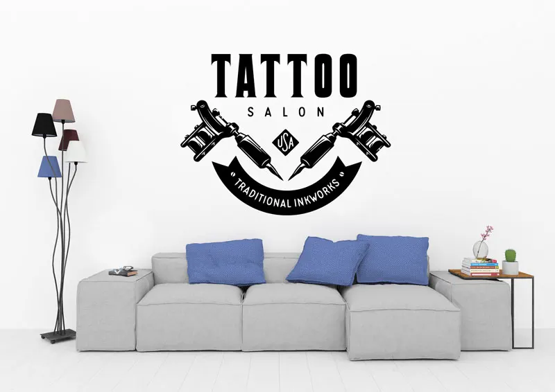 

Tattoo Shop Salon Logo Wall Decal Art Tattoo Studio Vinyl Sticker Tattoo Salon Window Wall Sticker Decoration WS03