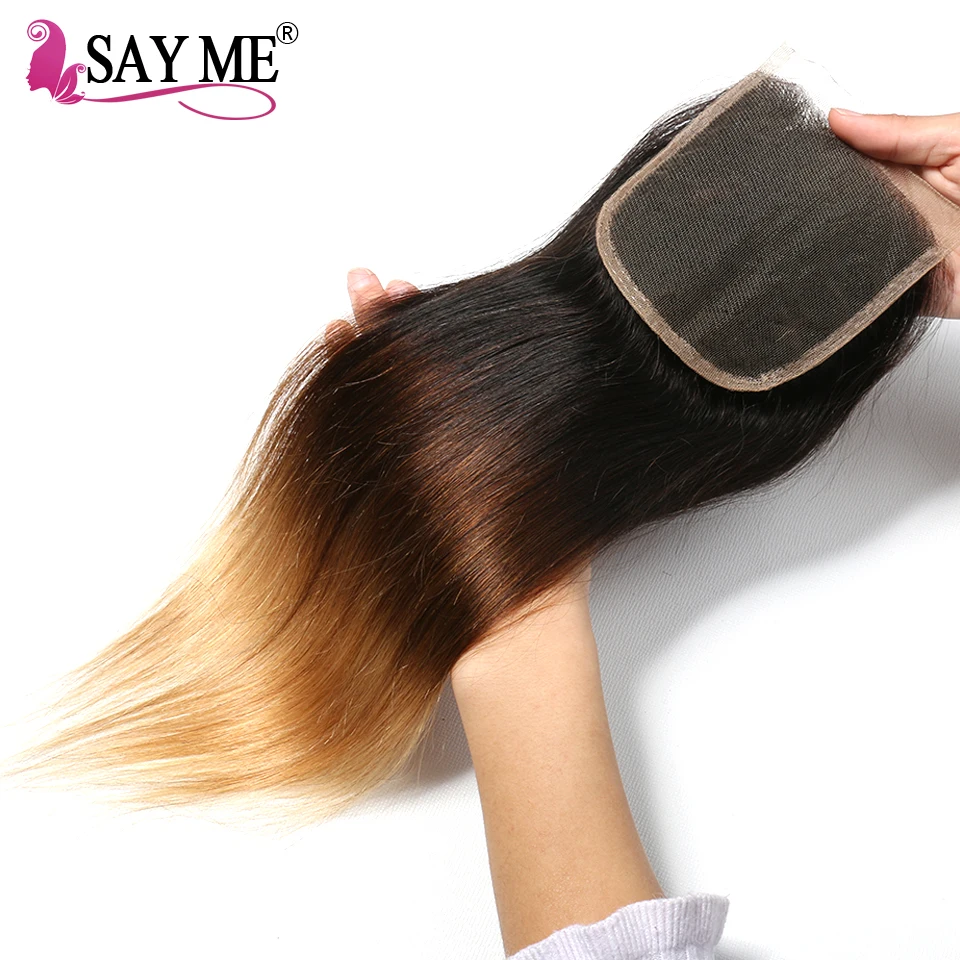 3 Bundles Ombre Brazilian Straight Human Hair Bundles With Closure Weave 1b/4/27 4x4 Free Part Remy Blonde Lace Closure SAY ME 3 Bundles Ombre Brazilian Straight Human Hair Bundles With Closure Weave 1b/4/27 4x4 Free Part Remy Blonde Lace Closure SAY ME