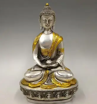 

Collect archaize white copper handicraft Medicine Buddha Buddha statue