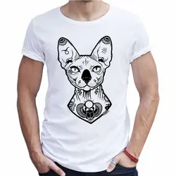 2018 Новые поступления животных Мужская футболка кошка Сфинкс портрет фитнес мужские футболки с рисунком японский уличная белая футболка 3d