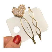 1 комплект в Корейском стиле в форме сердца металлическая заколка для волос блестящая жемчужная расческа для волос для молодых девушек аксессуары для волос