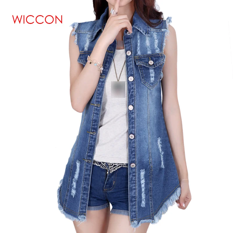 Лето Новая Женская Корейская версия большого размера ковбойская куртка модная женская джинсовая жилетка без рукавов с бахромой
