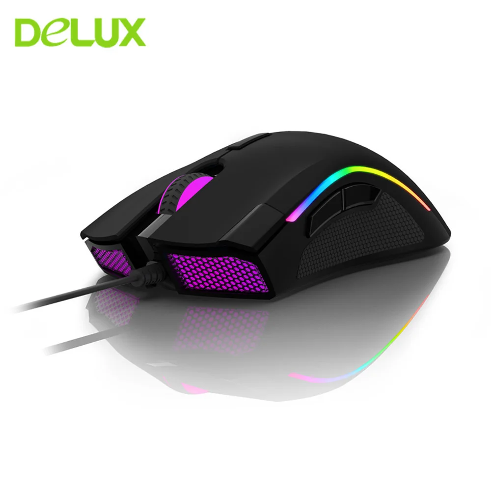 

Delux M625 Wired Gaming Mouse Gamer Ergonomic 7D Colorful LED Backlight Mice Optical Computer Mause 24000 DPI For Overwatch LOL