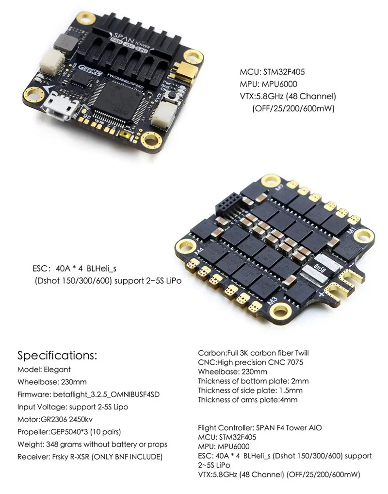 GEPRC GEP KHX5 элегантный 230 мм RC FPV гоночный Дрон с F4 5,8G 48CH 40A BLHeli_S Dshot600 RC гонщик Квадрокоптер PNP BNF