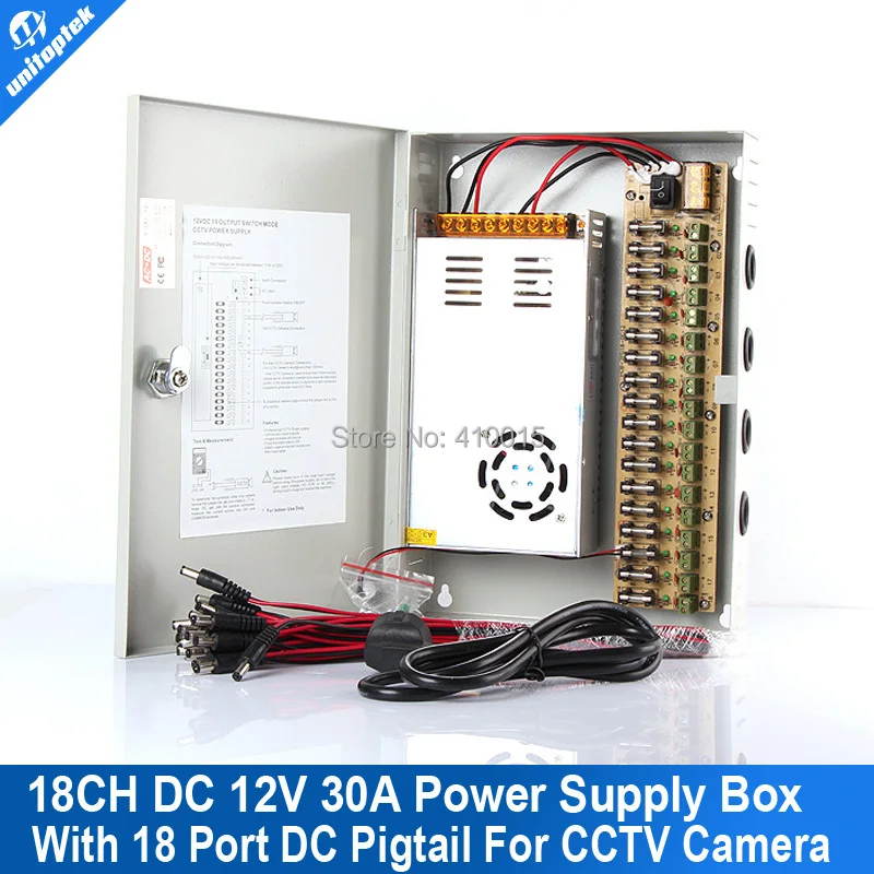 18 Channel CCTV POWER SUPPLY BOX DC12V 30A 18 Port CCTV Camera Adapter Box
