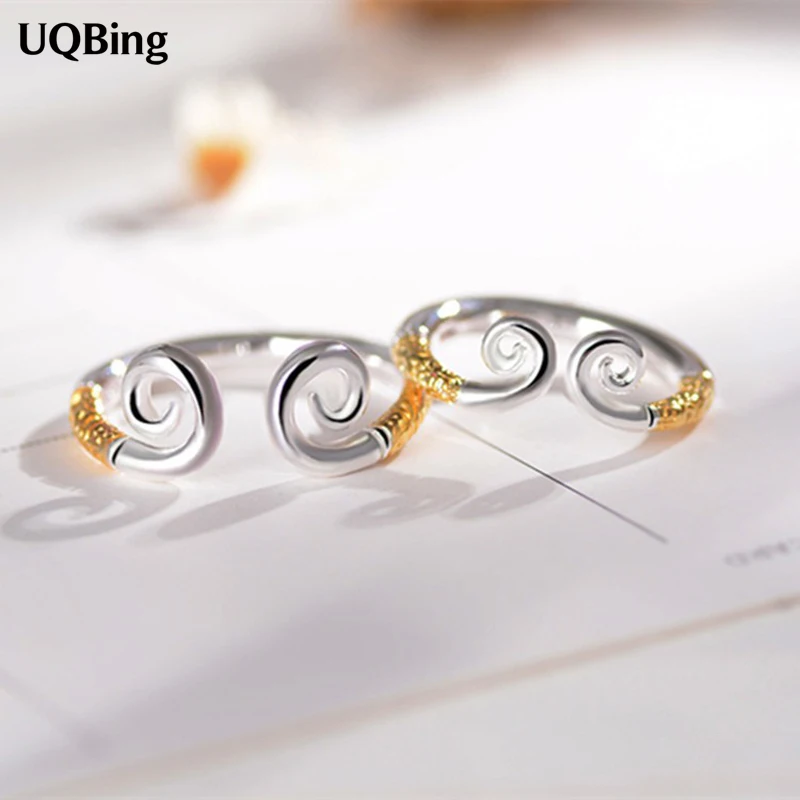 

Top Quality 925 Sterling Silver Rings Straitjacket Gold-color Open Ring For Girl Women Rings Gift Jewelry