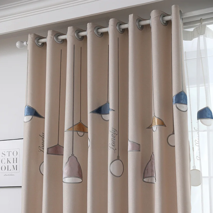 

Simplified Modern Wanjia Lamp Printing Thickened Embroidery and Shading Curtains for Living Dining Room Bedroom.