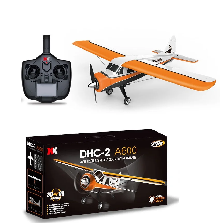 XK DHC-2 A600 RC Airplane Brushless Motor 2.4Ghz 4CH RTF Remote Control Plane