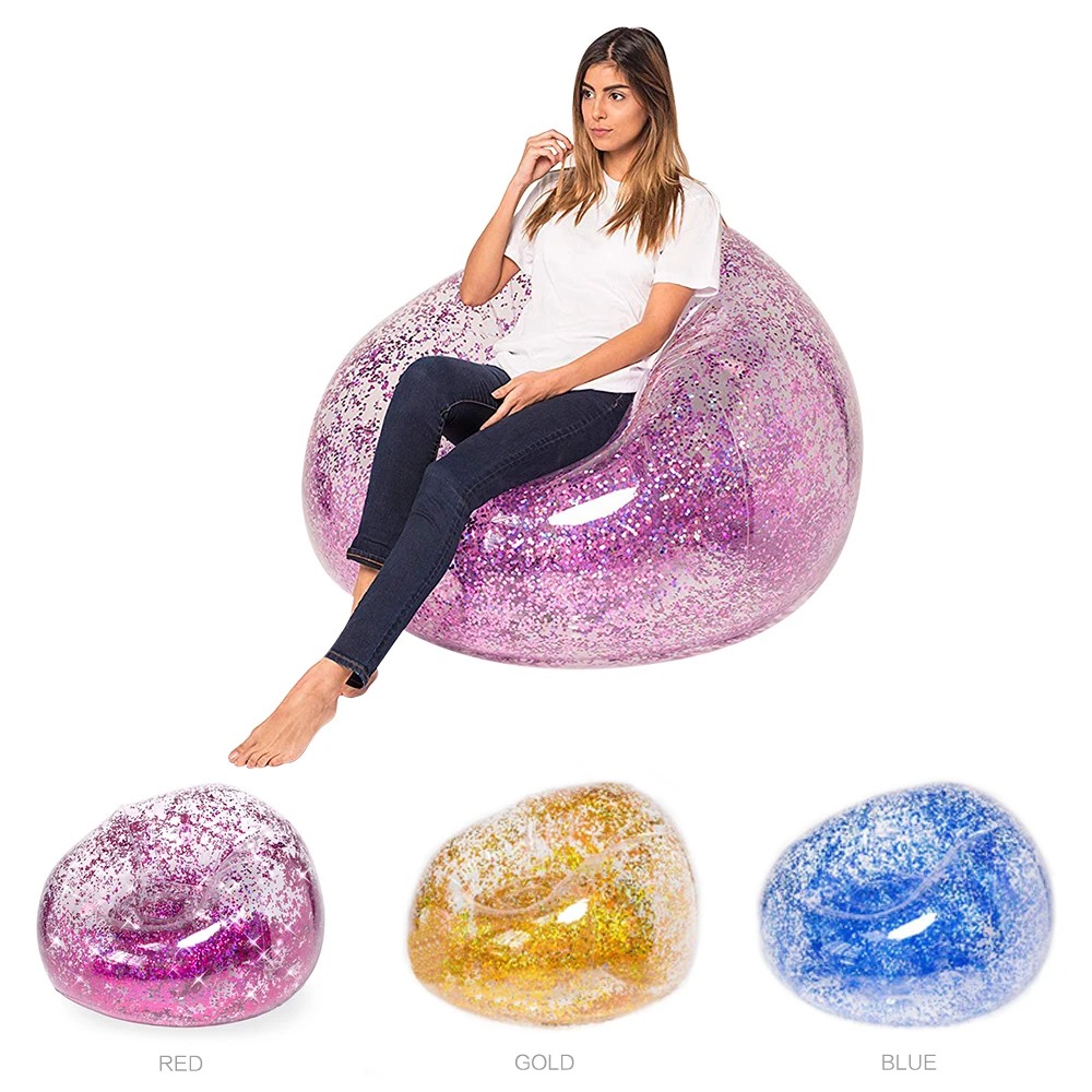 

YUYU Inflatable Sofa Lazy Bag Air Sleeping Bag Outdoor Camping Portable Air Banana Beach Bed Rose Gold Glitter Inflatable Chair