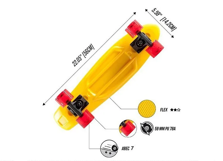 2019 дешевые peny доски для продажи полный скейтборд 22 griptape ретро мини скейтборд Лонгборд cruiser колеса для скейта светодиодные фонари