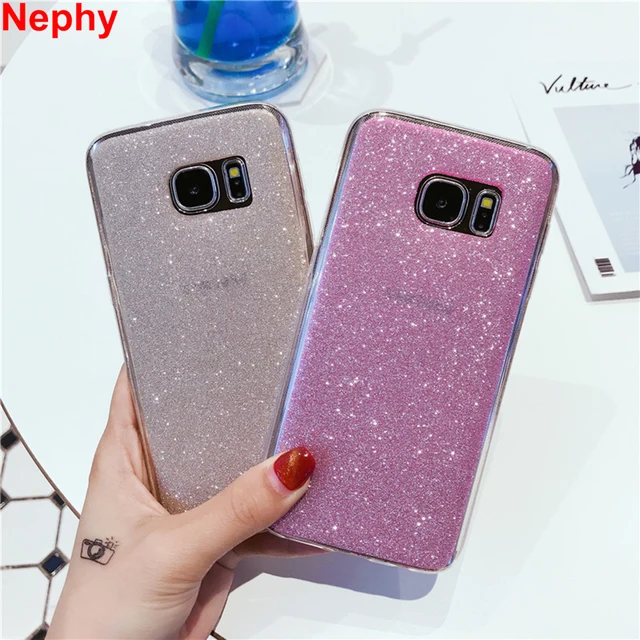 Nephy Phone Case For Samsung S6 S7 Edge S8 Plus J3 J5 J7 2016 A3 A5 A7 2017 Grand Prime Cover Glitter Shine Soft TPU Silicone