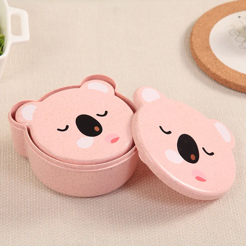 

4Pcs Portable Baby Kids Bear Lunch Food Container Boxes Kids Fruit Snack Microwave Bento Lunch Bowl