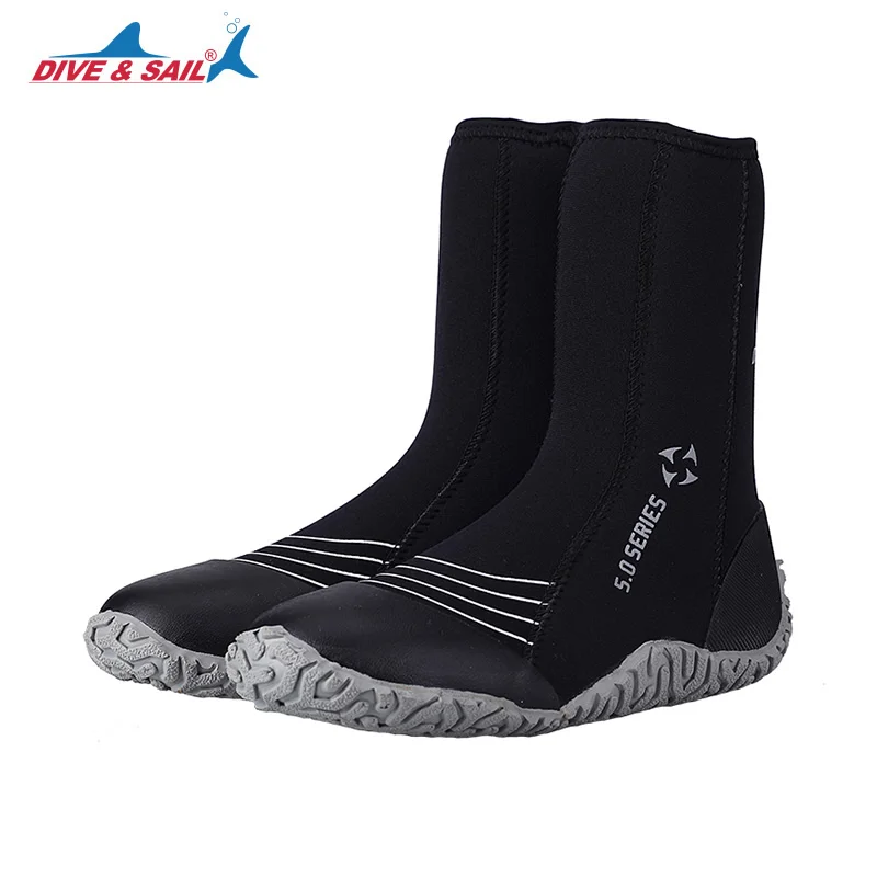 

DIVE&SAIL 5mm Neoprene High Upper Scuba Dive Boots Non-slip Water Sports Swimming Shoes Cold Proof Wear-resistant Anti-scratch