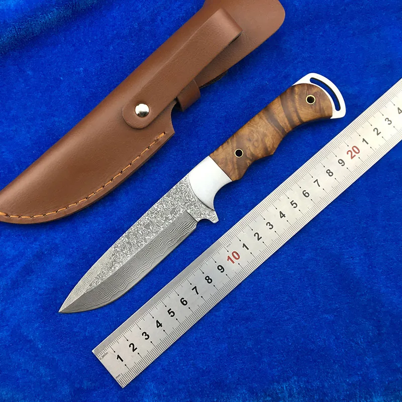 

NIGHTHAWK Damascus fixed knife and Damascus steel high quality steel hunting knife EDC knife and excellent leather jacket tool