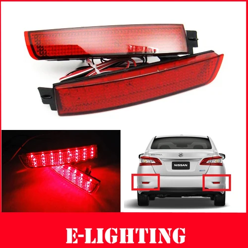 2x LED Bumper Reflector Red lens Tail Brake Light For Nissan Juke