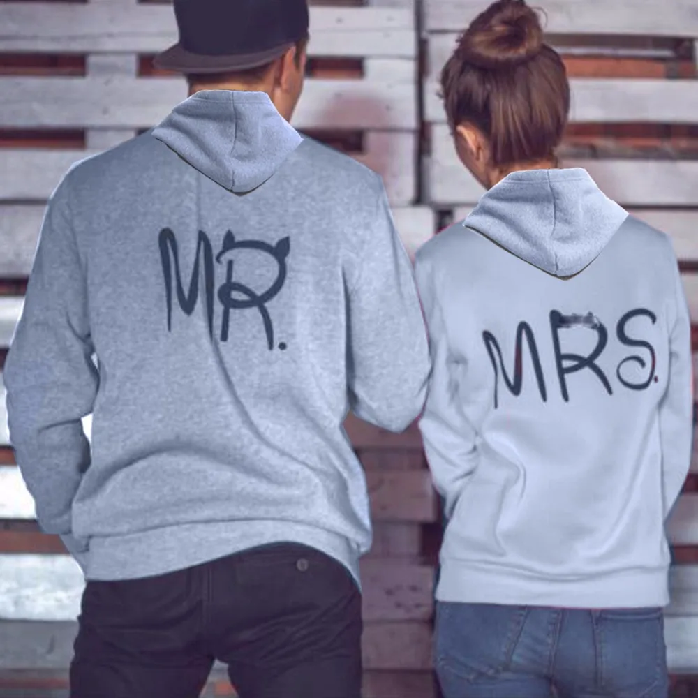 

MR MRS hip hop brand Print grey anime Hoodie Sweatshirt women Men female Male loves Couple down Jacket Coat clothes detroit