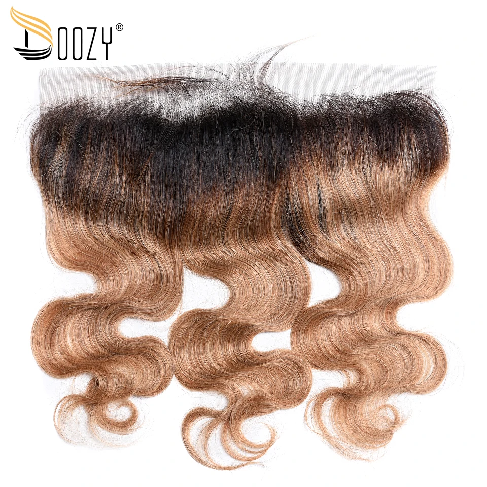 Doozy pre plucked ombre 1b/27 honey blonde brazilian body wave remy human Hair lace frontal body-wave-with-frontal