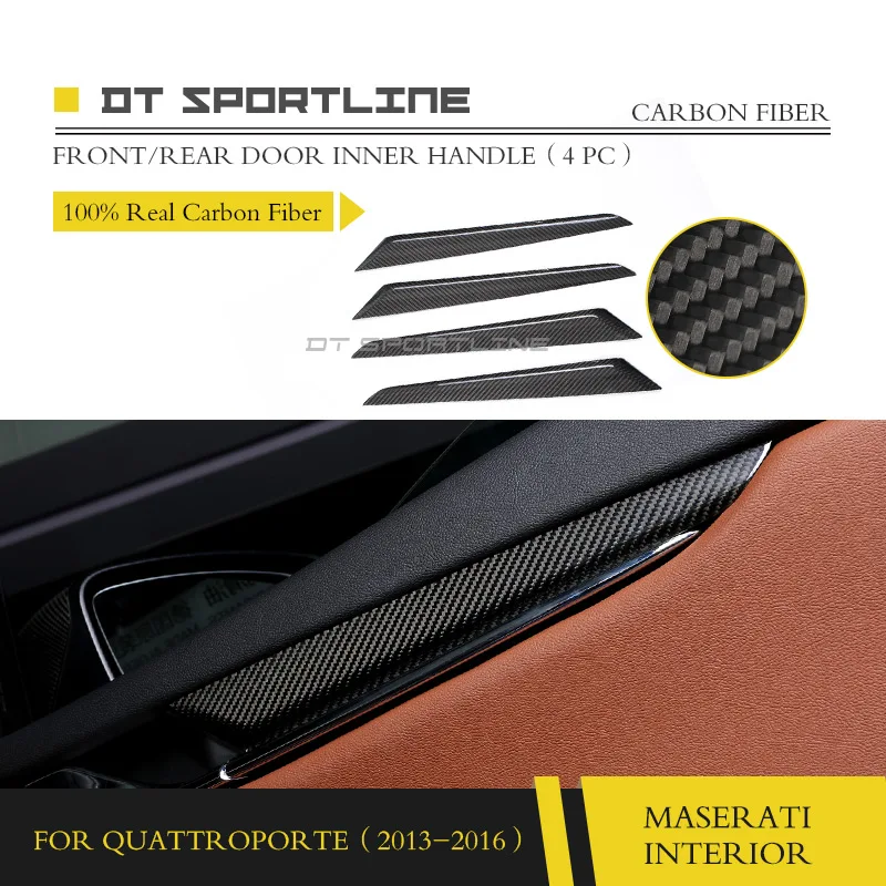 Реальные углеродного волокна внутренняя отделка для Maserati Quattroporte M156 Dash комплект центральной консоли крышка дверная ручка Отделка приборной панели - Название цвета: Door Handle Trim