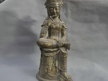 

16'' China Tibetan Buddhism Guanyin Kwan-yin Bodhisattva Sit Bronze