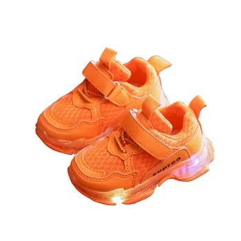 

Color LED lighting kids sneakers children 2019 spring and autumn new net breathable boys and girls baby soft bottom casual shoes