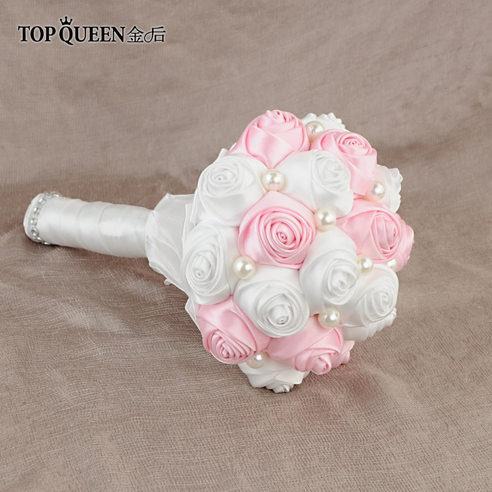 TOPQUEEN F4-PK букет Искусственные розы Розовый Свадебный букет цветок-бутоньерка корсаж лента для свадебных букетов