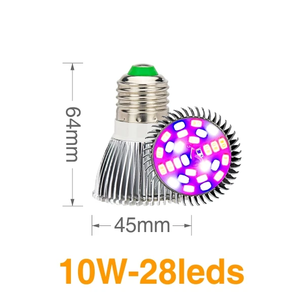 E27 Светодиодный светильник для выращивания 80 Вт 50 Вт 30 Вт 10 Вт 5 Вт AC85-265V полный спектр 380-780nm для выращивания растений в помещении - Испускаемый цвет: 10W