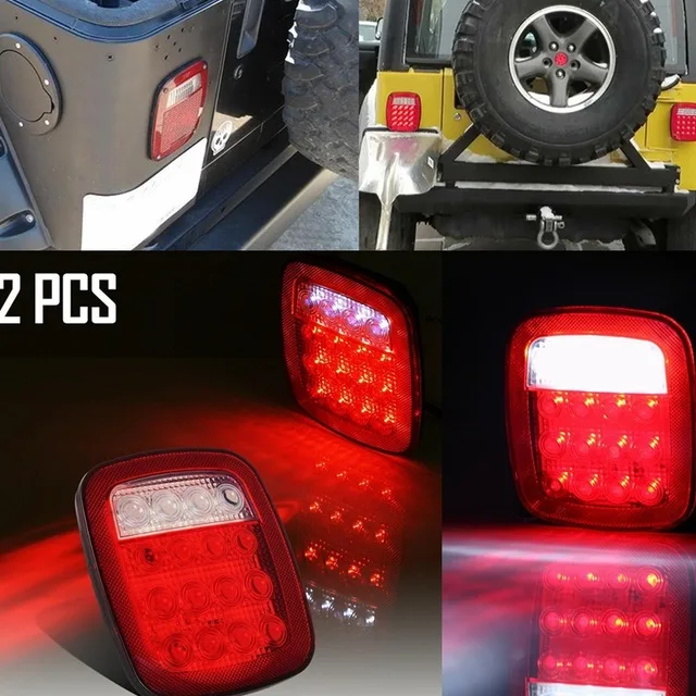 2x Универсальный 16 светодиодный стоп-хвост поворотный сигнал заднего хода обратный тормозной зазор габаритные огни лампы красный/белый для Jeep Грузовик Прицеп