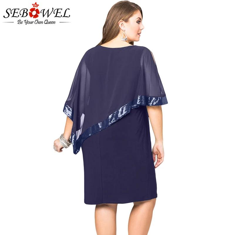 Navy-Blue-Sequined-Mesh-Overlay-Plus-Size-Poncho-Dress-LC220485-105-2 