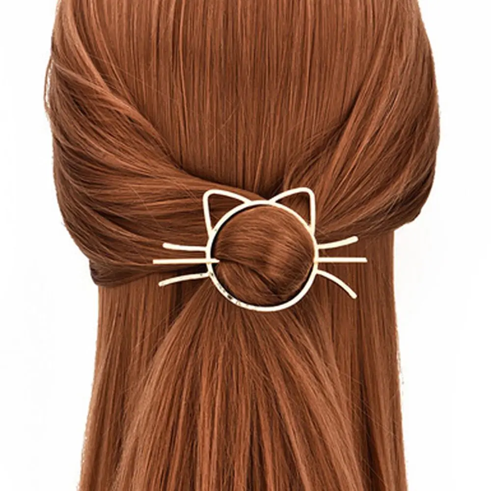 

New Korean cute blond simple cat shape hairpin female girl metal animal hair style hair clip jewelry hair accessories