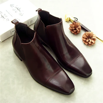 

Square Toe Man Italian Ankle Martin Boots Shoes 2018 Autumn Winter Male Dress Wedding Tuxedo Short Boots Design Knight Boots