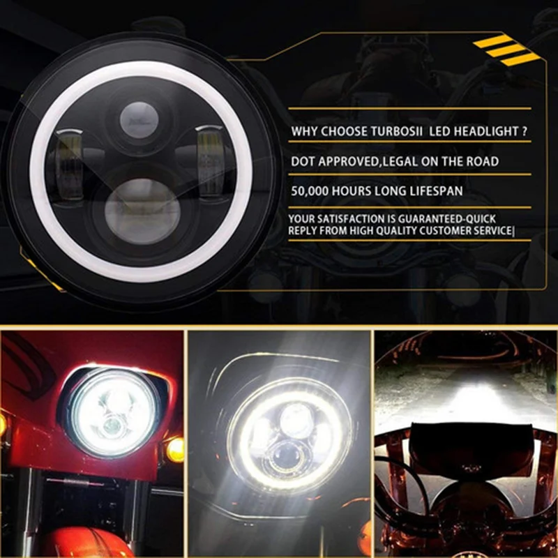 5 75 дюймов 60 Вт светильник для бега светодиодный на голову halo Ring Angel eye Harley Sportster