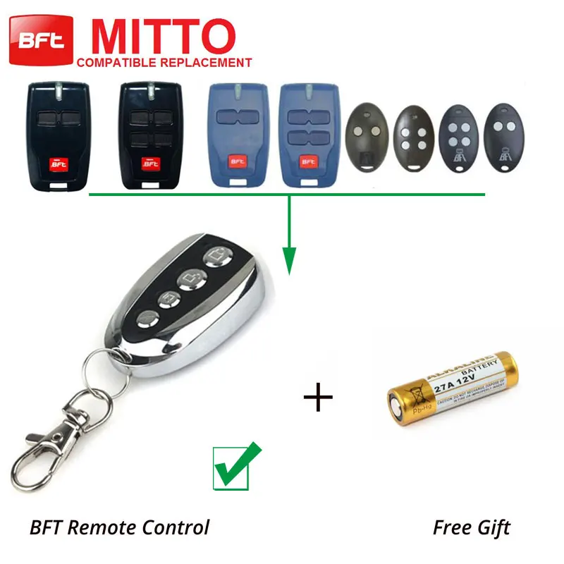 

Replacement Transmitter Radio Control Remote BFT MITTO2 Rolling Code 433.92