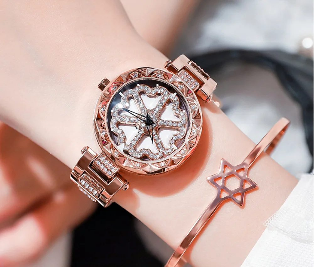 CHRONOS Women Fashion Rose Gold Rotatable Watches with Waterproof Luxury Creative Rhinestone  Dial Purple Alloy Steel Watch  CHRONOS Women Fashion Rose Gold Rotatable Watches with Waterproof Luxury Creative Rhinestone  Dial Purple Alloy Steel Watch