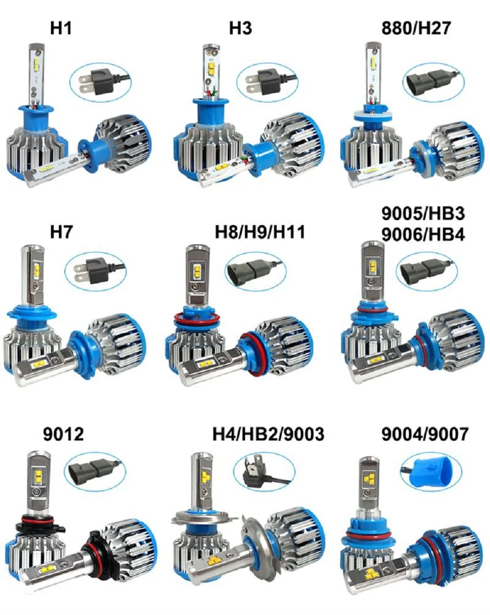 PAMPSEE T1 Автомобильные фары H7 светодиодный H1 H3 H7 H8/H11 9005 9006 881 80 Вт 8000lm авто спереди лампы Автомобильные фары 6000 К автомобильное освещение