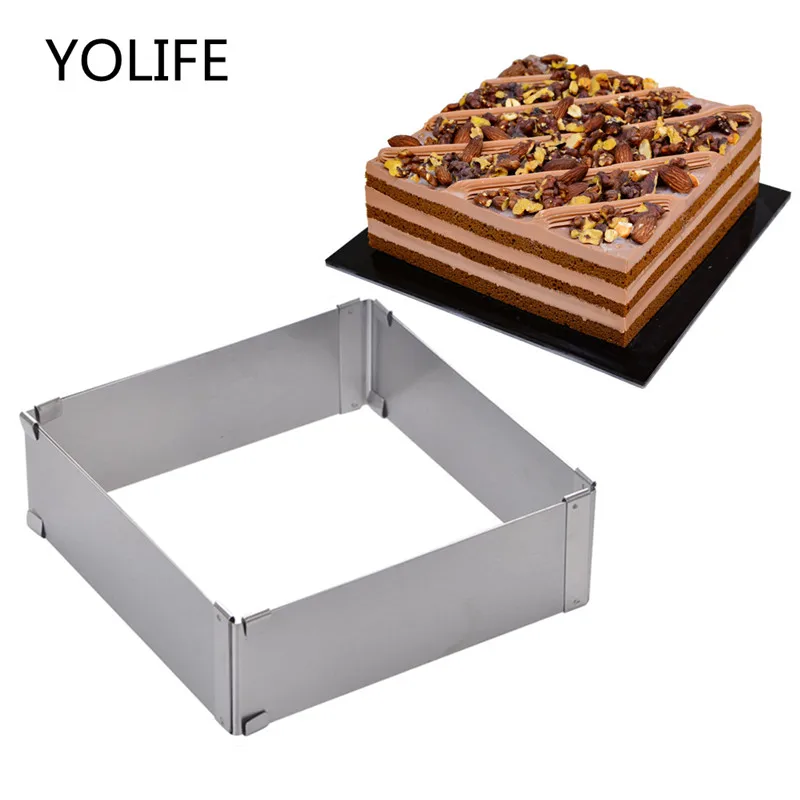 

Adjustable Mousse Square Cake Molds Stainless Steel DIY Pastry Baking Moulds Cake Decorating Tools