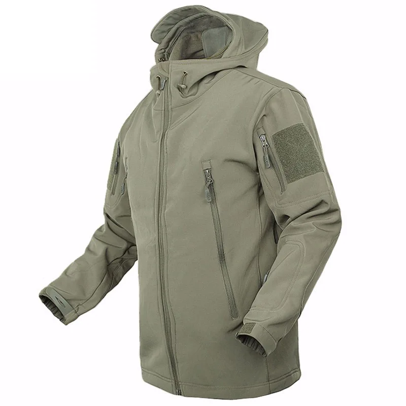 Уличная мягкая Тактическая Военная куртка, Мужская водонепроницаемая флисовая куртка, армейская камуфляжная ветровка, походная куртка с капюшоном|Походные куртки|   | АлиЭкспресс
