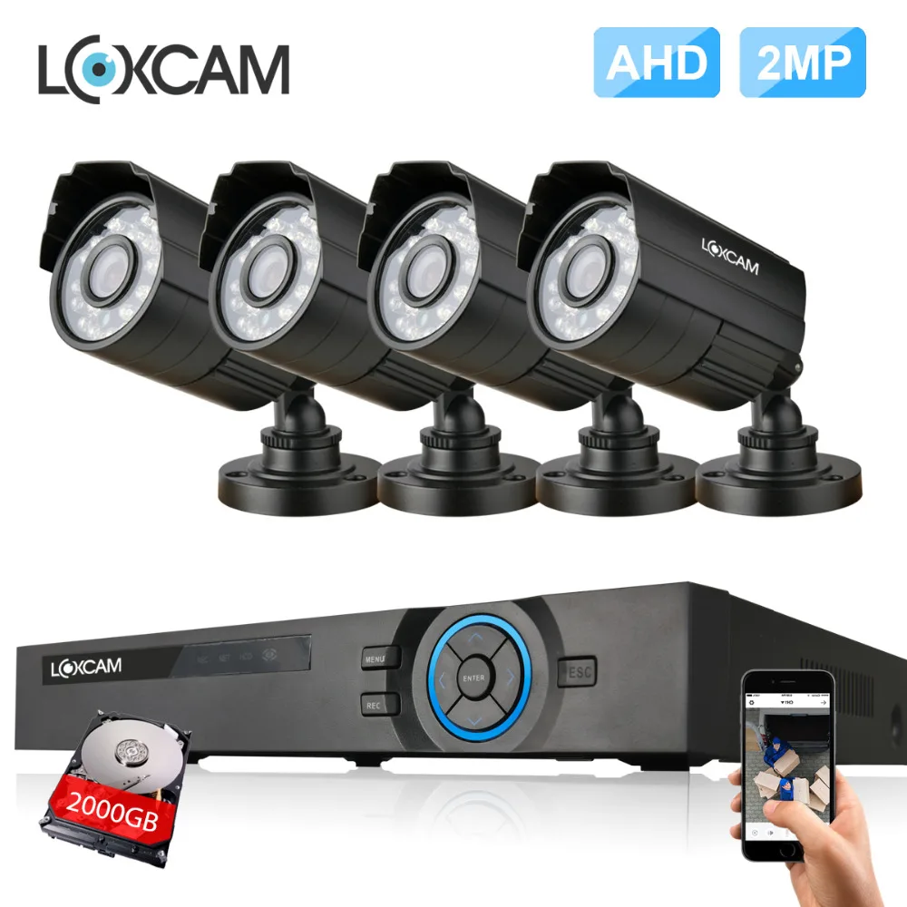 4Channel AHD HDMI 1080P DVR kit 4pcs 2.0MP 3000TVL Security camera