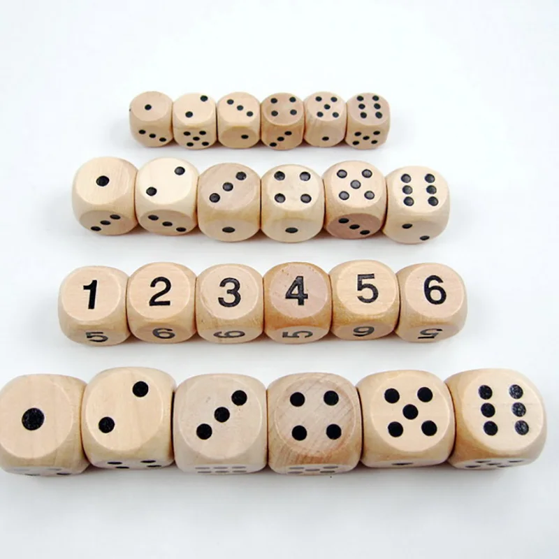 

50 pcs/set Point/Digital Dice 1.2/1.6/2.0/2.5 cm Dice Set Wooden 6 Sided Point Dice