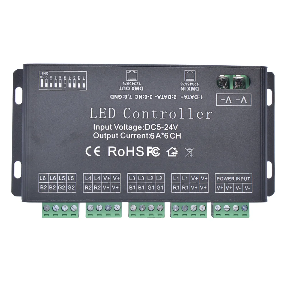 

Factory direct sales of new 6-channel DMX constant voltage decoder light bar module RGB controller 512 series spot
