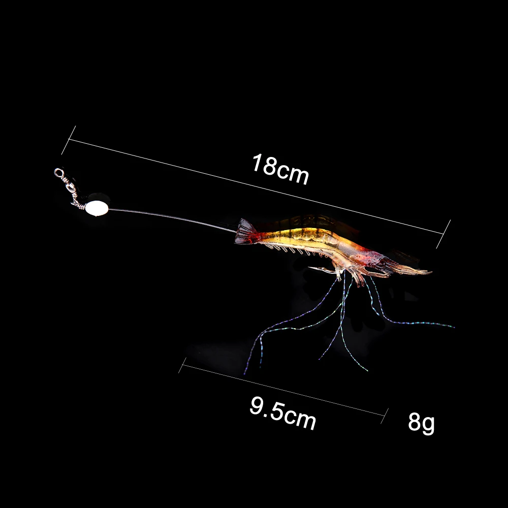 18 см 8 г ПВХ искусственная рыболовная приманка бионическая креветка мягкие приманки для рыболовных снастей с крюком фосфоресцирующий люминесцентный ночной светящийся шарик
