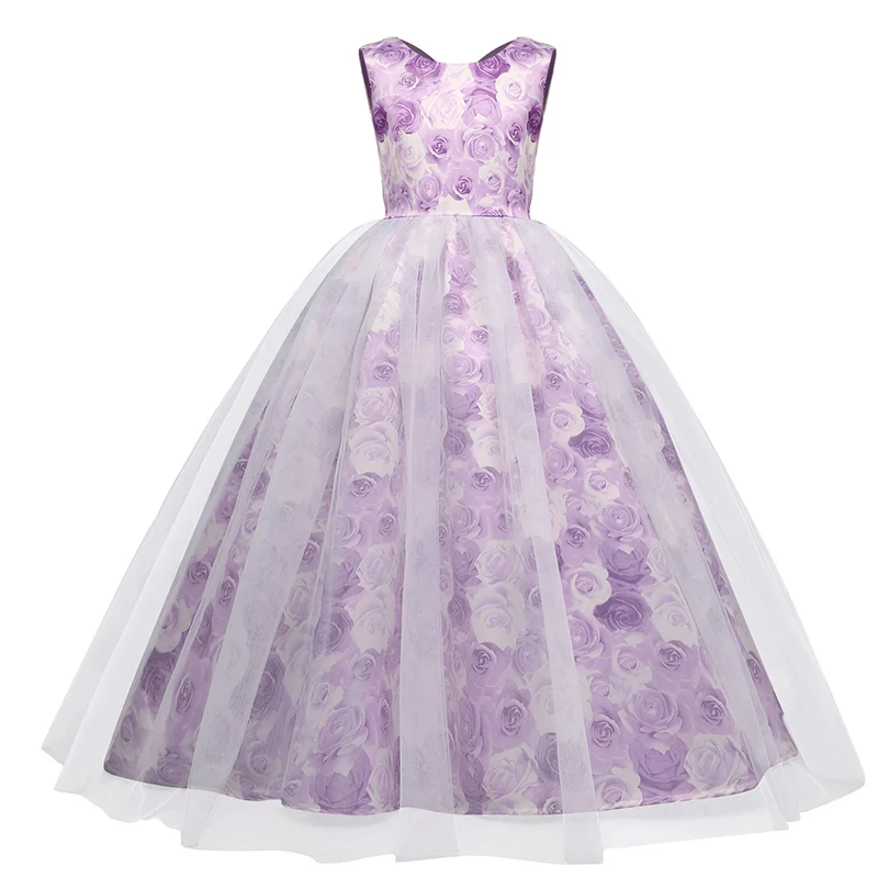 Tennage Girls Long Tulle Dress Wedding Flower Girls Dresses For Girls 6 7 8 9 10 11 12 13 14 Years Party Clothing Evening Grown - Цвет: As  Picture