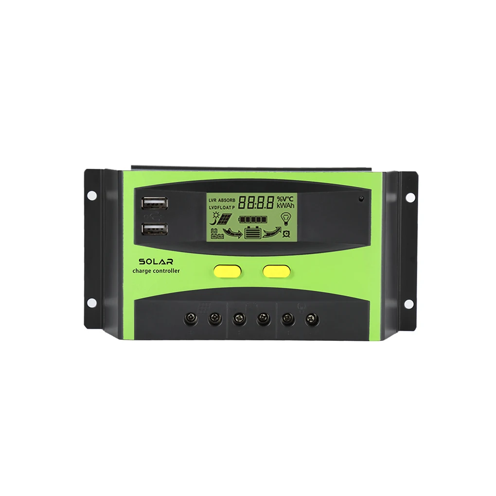 

Hot 20A/30A/40A/50A/60A 12V/24V Solar Charge Controller Intelligent Solar Charging Light Regulator Dual USB Phone Port Display