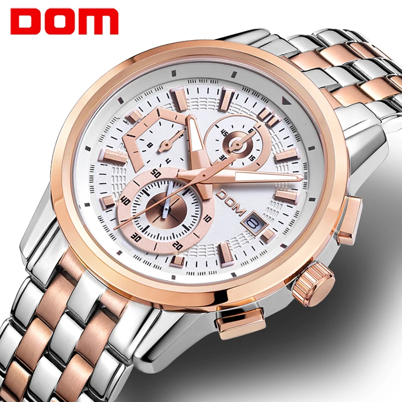 

men watch DOM Casual sports watch Top Brand Luxury buisness wristwatch military Full Stainless Steel watch men relogio masculino