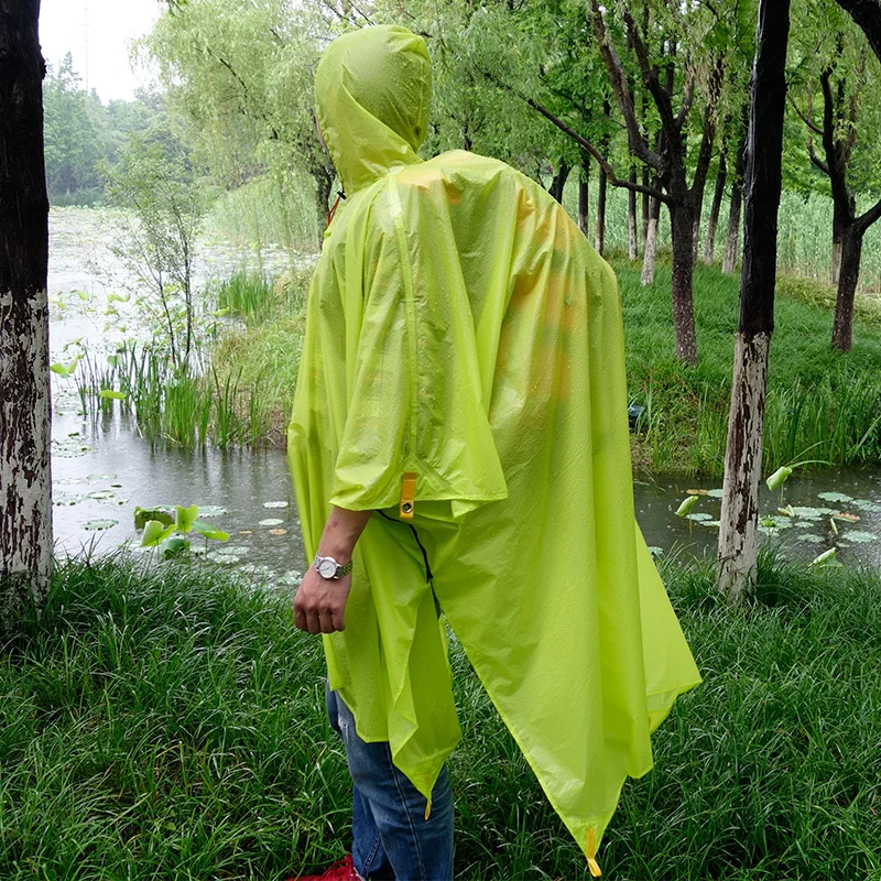 

Multi-function Ultra-light Raincoat Poncho, Tarp, Groundsheet light Nylon Silicone Super WR Fabric,Weight 210g