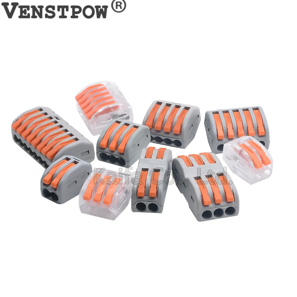 WAGO Type 222-412 222-413 222-415 Compact Wire Wiring Connector Conductor Terminal Block With Lever 0.08-2.5mm2 214 218 SPL-2 3