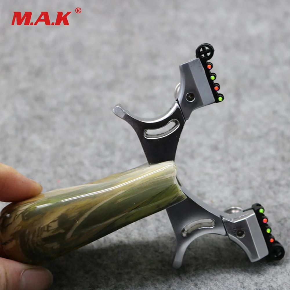 

High Quality 2 Color Fast Pressure Zinc Alloy Slingshot with Optical Fiber Sight for Hunting Shooting